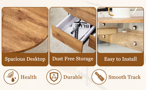 English Elm Coffee modern wood coffee table with double drawers, tempered glass sides, sleek storage & easy assembly W1151P191785