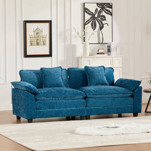 English Elm Wider Armrest Loveseat - Modern Modular Couch In Blue Chenille, Comfy Double-Layer Cushion, Ergonomic Design W1143S00037-GIGA