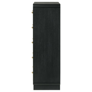 English Elm Burton Black 5-Drawer Chest of Drawers with Rounded Corners, Brass Knobs & Deep Storage Appeal B062P375417