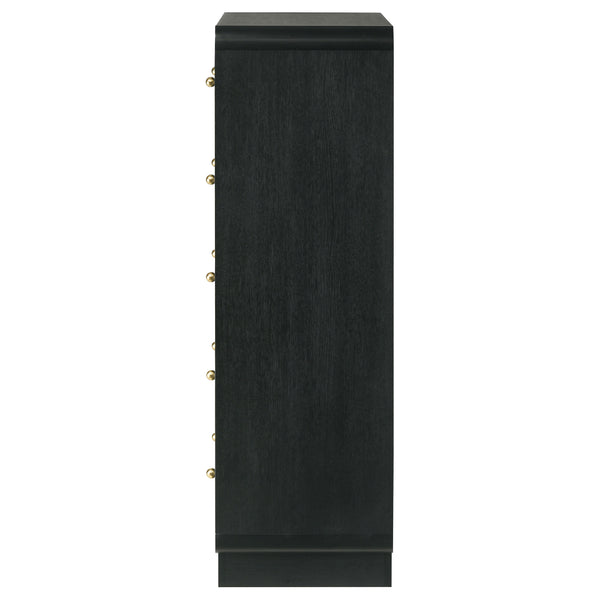 English Elm Burton Black 5-Drawer Chest of Drawers with Rounded Corners, Brass Knobs & Deep Storage Appeal B062P375417