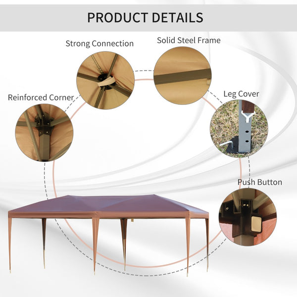 English Elm Outsunny 10' X 19.2' Heavy Duty Pop Up Canopy Tent For Events, Weddings, Bbqs - Quick Setup & Portable! W2225P174197-GIGA