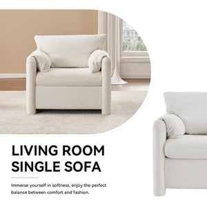 English Elm 002 Plush Chenille Accent Chair with High-Resilience Cushion, Compact Single Seater for Cozy Living Spaces W2636P232353