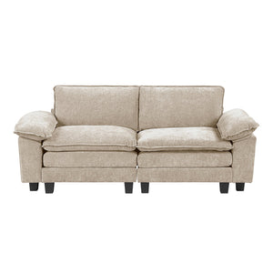 English Elm Modern Plush Chenille Loveseat with Pocket Coil Support, Reversible Cushions & Removable Zippers for Easy Care and Lasting Comfort taupe 34.5 L x 29 W x 8.5 H B011S01805