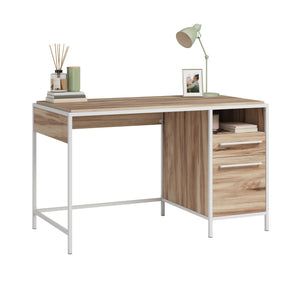 English Elm Desk, Stylish Brown Finish Desk For Home Office - Compact Design With Storage & Ample Workspace B356P367964