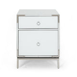 Christopher Knight Home® - Noble House - Daphney White Glass 2 Drawer Bedside Table