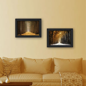 English Elm "golden Forest Path" 2-piece Framed Art Set Black Wood Gallery Wall Decor B06786938
