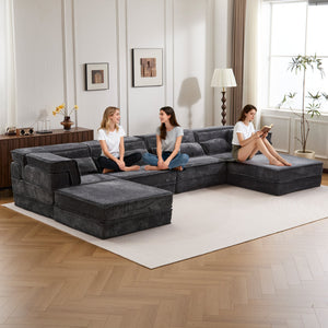 English Elm Compression Modular Sofa Bed - Oversized 4-Seater, No Assembly, Adaptable Designs For Any Space W3723S00041