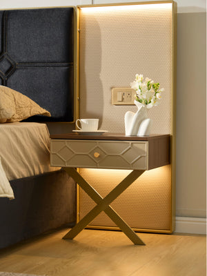 English Elm Luxurious Queen Velvet Platform Bed with Tufted Headboard and Integrated Floating Nightstands W1793S00036