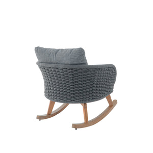 Christopher Knight Home® - 29.5" Gray Wicker Rocking Chair With Plush Polyester Cushions, Solid Wood Frame, Indoor/Outdoor Cozy Retreat