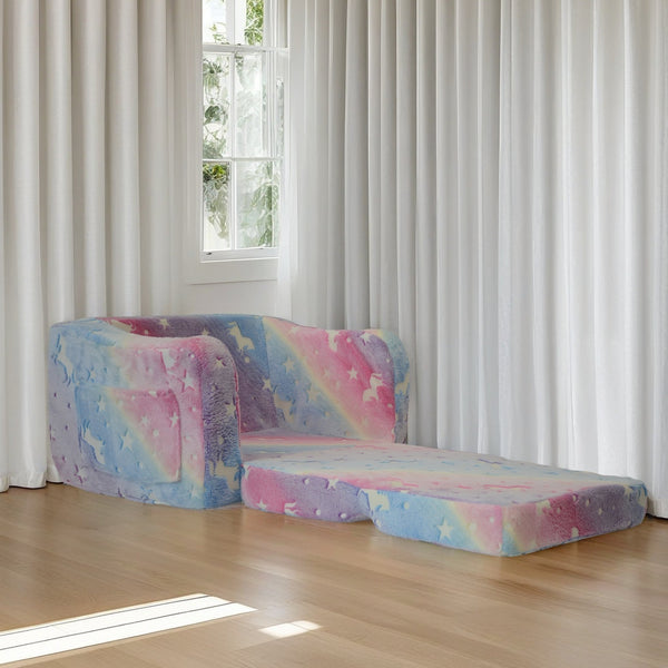 English Elm Compression Kids Sofa Pink Convertible 2-in-1 Foldable Lounger Sleeper Compact Soft Foam Seat for Small Rooms, Restores Shape in 72 Hours W1183P229937