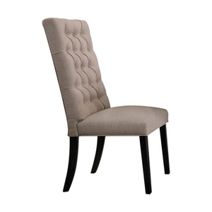 English Elm Morland Tan Linen Parsons Side Chair Set of 2 - Vintage Black Legs, Button Tufted, 2.5" Foam Comfort B2726P264968