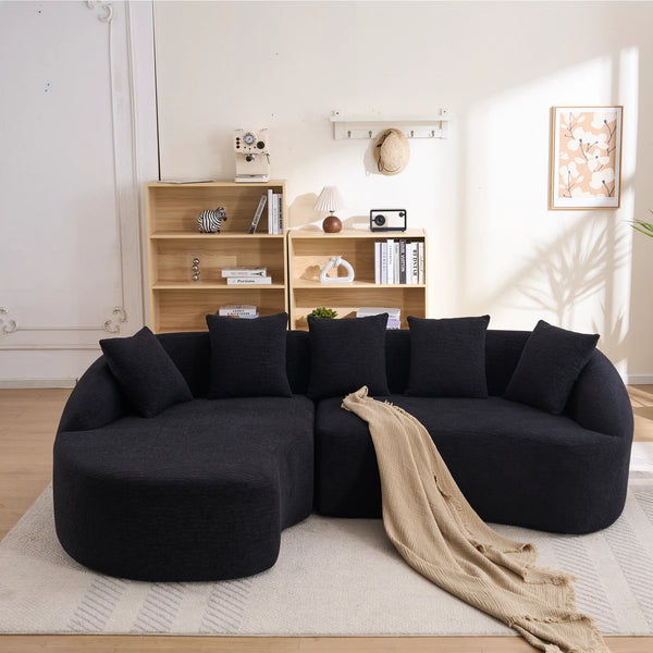 English Elm New Modular Chenille Sectional with Deep Curved Chaise and High-density Foam Seating W2231S00054