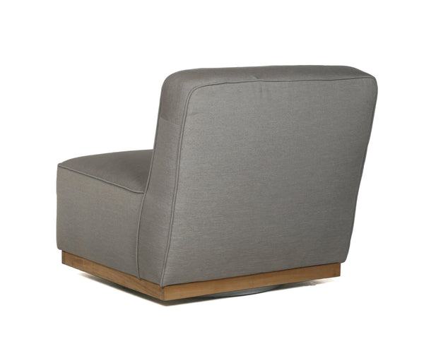 Sunpan CARBONIA Swivel Lounge Chair - Modern Palazzo Taupe Upholstery with Teak Wood Base for Comfort 106657