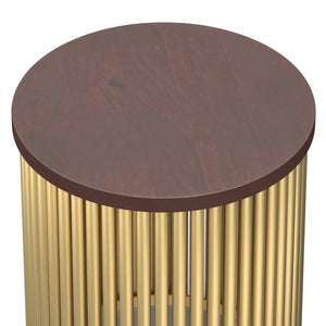 English Elm Demy Accent Table with Sustainable Mango Wood Top and Slatted Metal Base — Compact, Durable Style Dark Brown B136P158992