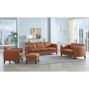 English Elm Maui Top-Grain Leather Loveseat Brown — Pocket Coil Comfort, Memory Foam, Kiln-Dried Frame Durable 65.5" B2705P211701