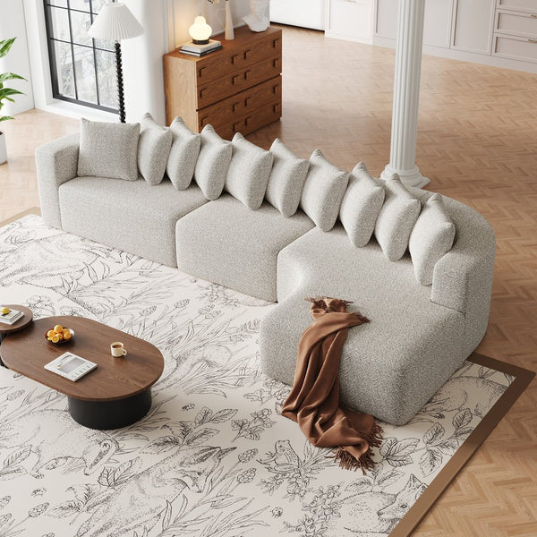 English Elm 131.1-inch Chenille Cloud Sectional Curved Modular Sofa with Memory Foam and 10 Pillows W3505S00011