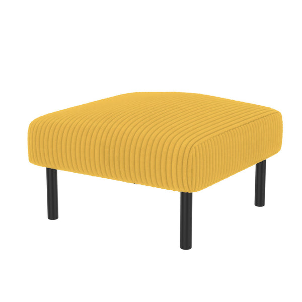 English Elm UNITED Corduroy Ottoman Footstool with Sturdy Frame, Soft Padded Seat, Versatile Living Room Stool Yellow W1568P307255