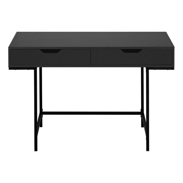 English Elm Computer Desk For Home Office - Modern Black Laminate & Metal, Space-Saving With Storage Drawers B2710P219842