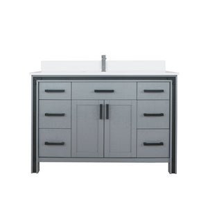 English Elm Dark Grey Bath Vanity With White Quartz Top & Faucet Set - Modern Design, Durable Storage Solution! B2731P260606