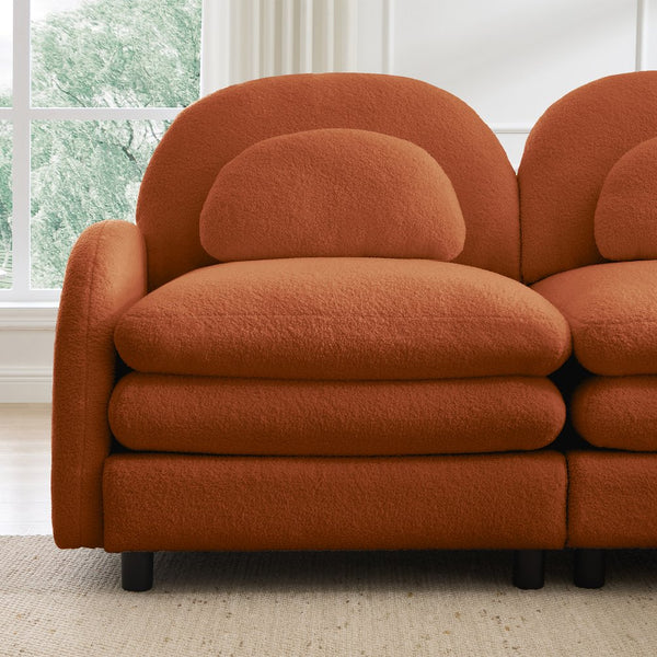 English Elm Teddy Fleece Curved Loveseat Modular Two Seater Sofa with Cloud Soft Double Layer Cushions Orange W5656S00091