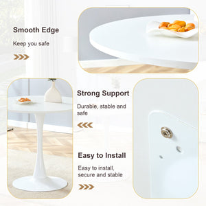 English Elm 31.9"hourglass-shaped Round Table White Mdf Top Nordic Style for Dining or Office W1151P256807
