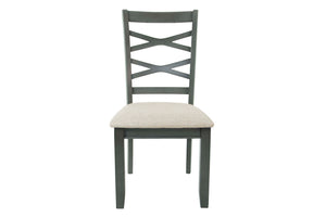 English Elm 6 6-Pcs Dining Set Rustic Gray Rectangular Table with Bench & 4 Padded Ladder-Back Chairs for Cozy Meals B089S00178