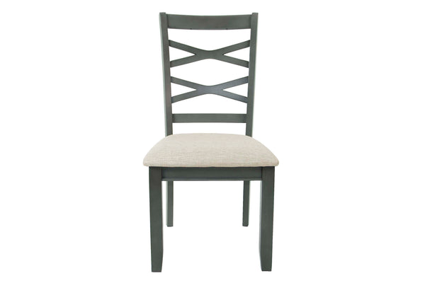 English Elm 6 6-Pcs Dining Set Rustic Gray Rectangular Table with Bench & 4 Padded Ladder-Back Chairs for Cozy Meals B089S00178