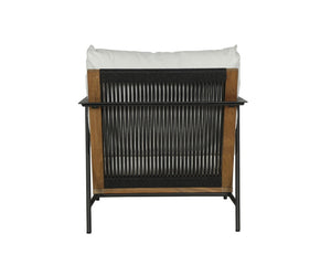 Sunpan Milan Armchair - Modern Outdoor Lounge Chair with Teak Wood, Weather-Resistant Fabric & Black Frame