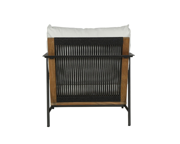 Sunpan Milan Armchair - Modern Outdoor Lounge Chair with Teak Wood, Weather-Resistant Fabric & Black Frame