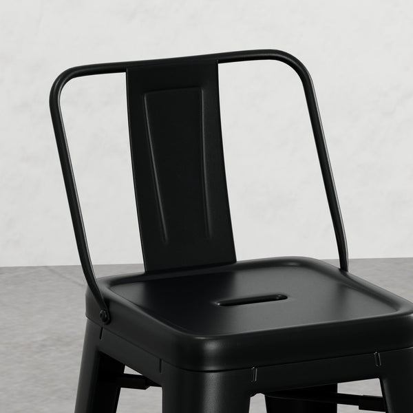 English Elm Keeley 24-Inch Metal Counter Stool Set of 4 with Curved Back, Footrest & Durable Powder-Coat Finish Black B2732P253619