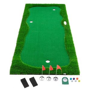 English Elm 12x5 Ft Putting Green Mat Pp Turf with Three Holes Flags for Indoor Outdoor Practice W1422P289867