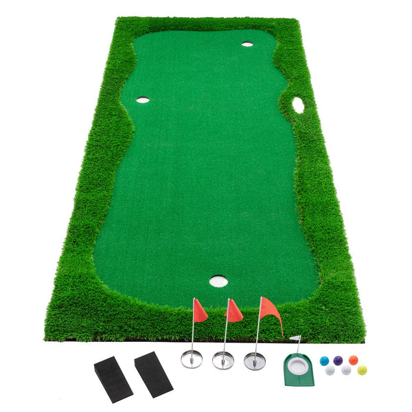 English Elm 12x5 Ft Putting Green Mat Pp Turf with Three Holes Flags for Indoor Outdoor Practice W1422P289867