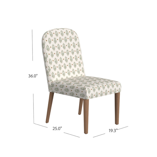 English Elm Aruk Upholstered Dining Chair Set Curved Back Tapered Wood Legs Transitional Style B056P417002