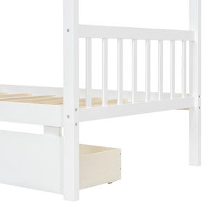 English Elm Twin House Bed Solid Pine Kids Cottage Frame with Storage Drawers Imaginative Room N708P309245K