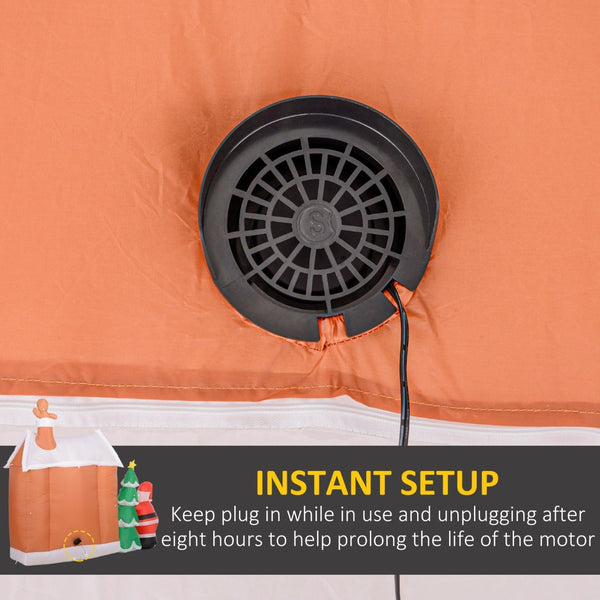 English Elm Outsunny 7Ft Inflatable Gingerbread House With Santa & Christmas Tree – Bright Led Holiday Decor! W2225P249964-GIGA