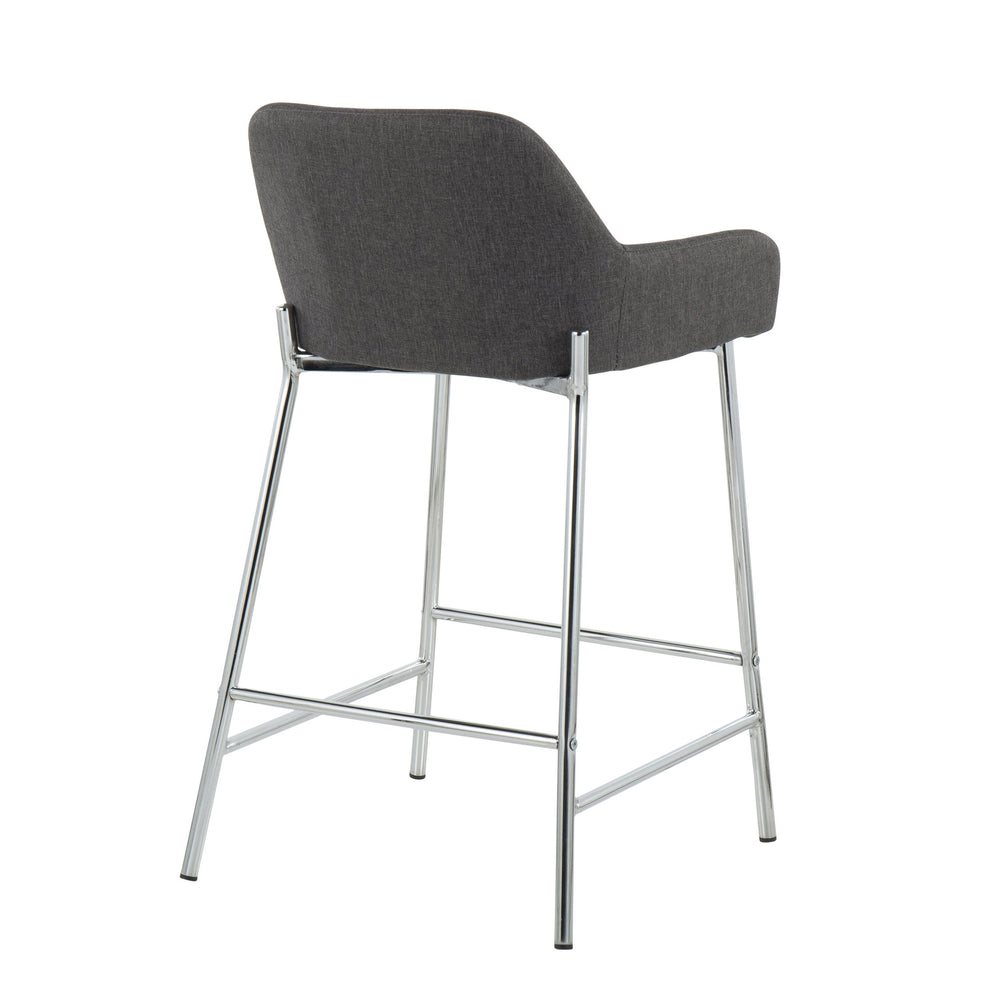 English Elm Daniella Modern Counter Stool Set Of 2 - Charcoal Upholstered Seat With Chrome Frame For Style & Comfort B202S00048