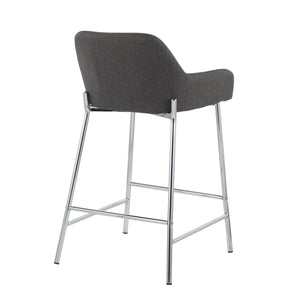 English Elm Daniella Modern Counter Stool Set Of 2 - Charcoal Upholstered Seat With Chrome Frame For Style & Comfort B202S00048