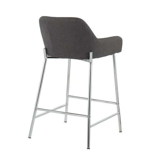English Elm Daniella Modern Counter Stool Set Of 2 - Charcoal Upholstered Seat With Chrome Frame For Style & Comfort B202S00048