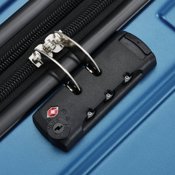 English Elm Luggage 5 Piece Hardside Abs Set with Front Access Carry on and Tsa Spinner Wheels Blue N732P391579C