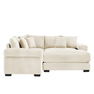 English Elm Oversized Modular Sectional Couch - Soft Corduroy, Ergonomic Design, Extra-Thick Armrests & Ottoman W714S01294-GIGA