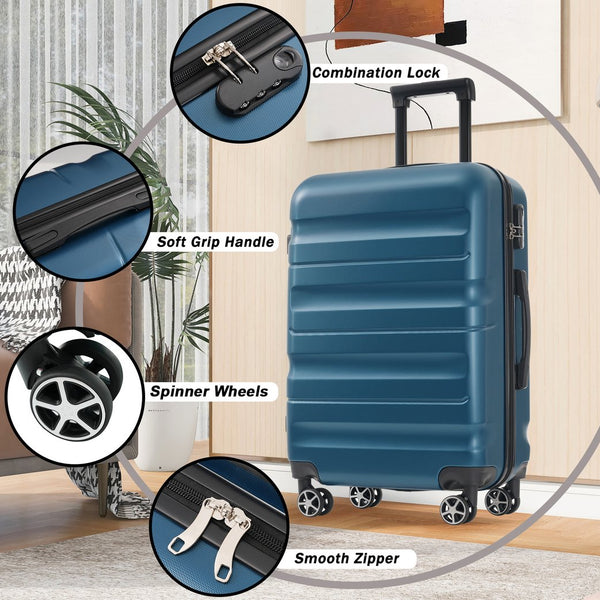 English Elm 28 Inch Hardshell Abs Checked Suitcase with Spinner Wheels and Built-in Lock for Travel N730P323462C