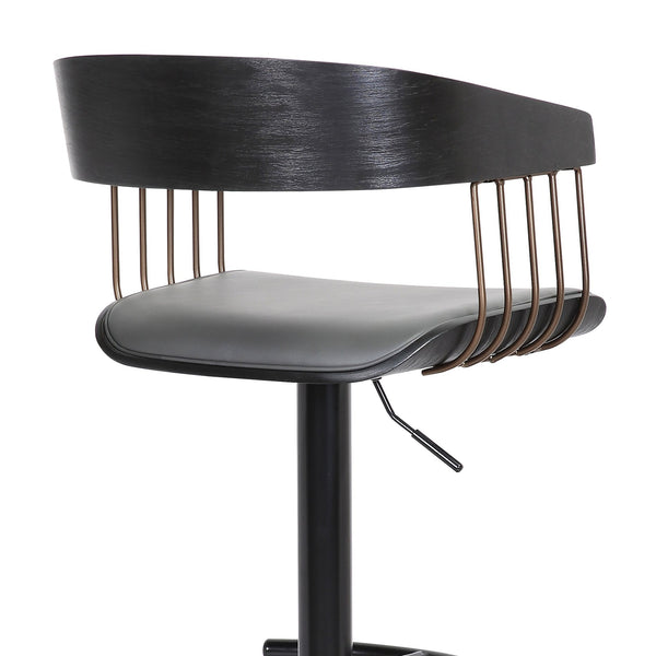English Elm Larisa Adjustable Swivel Barstool Gray Faux Leather Seat Industrial Metal Frame B2736P464844