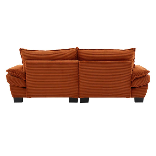 English Elm Corduroy Modern Sofa Sleeper Loveseat with Double-Layer Cushions, Two Pillows, Sturdy Frame 84" Orange W676P227342