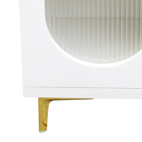 English Elm Wood Extendable TV Stand with Retractable Cabinet and Ample Storage for Living Room Media Centers White W331S00177