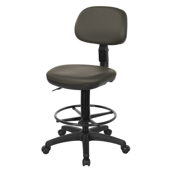 OSP Home Furnishings Sculptured Ergonomic Drafting Chair with Vinyl Upholstery for Studio and Lab Workspaces Dillon Graphite DC517V-R111