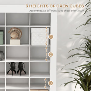 English Elm Homcom Tall Narrow Shoe Organizer Open Cubby Storage Unit Holds 36 Pairs White W2225P229414