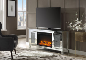English Elm Noralie Mirrored Fireplace Tv Stand with Led Electric Insert and Glam Diamond Accents B2726P446670