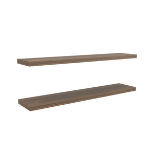 English Elm Floating Shelves 2-Tier Mahogany Finish - Stylish Wall-Mounted Storage For Home & Office Decor B097P250912