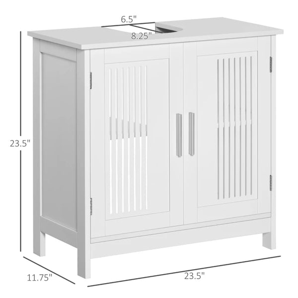 English Elm Practical Pedestal Sink Cabinet with Farmhouse X-door Design and Enclosed Bathroom Storage White T3971P470181