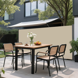 English Elm 138" Retractable Balcony Privacy Screen Polyester Fabric Rust Proof Outdoor Shade W419P416330